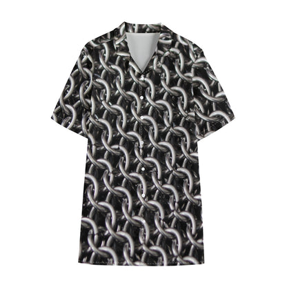 Chainmail Ring Pattern Print Cotton Hawaiian Shirt