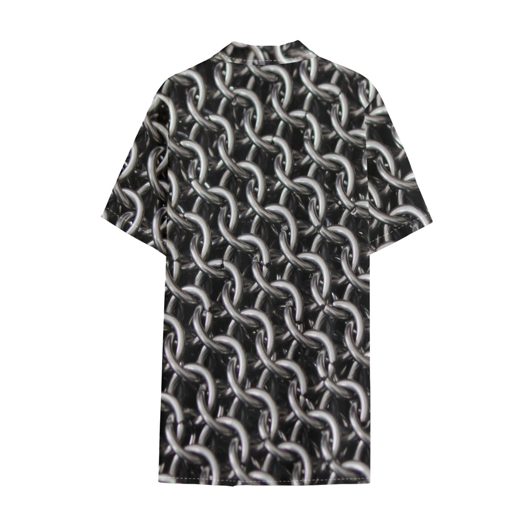 Chainmail Ring Pattern Print Cotton Hawaiian Shirt