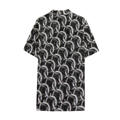Chainmail Ring Pattern Print Cotton Hawaiian Shirt