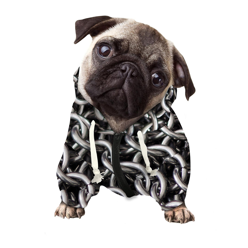 Chainmail Ring Pattern Print Dog Zip Up Hoodie