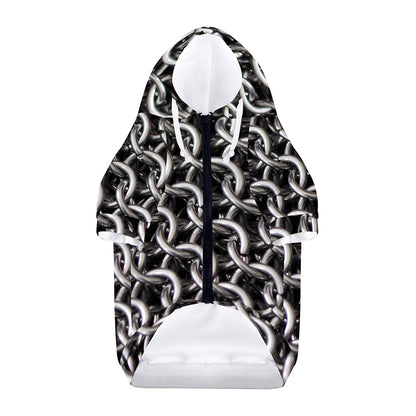 Chainmail Ring Pattern Print Dog Zip Up Hoodie