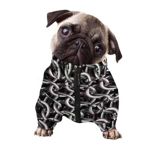 Chainmail Ring Pattern Print Dog Zip Up Jacket