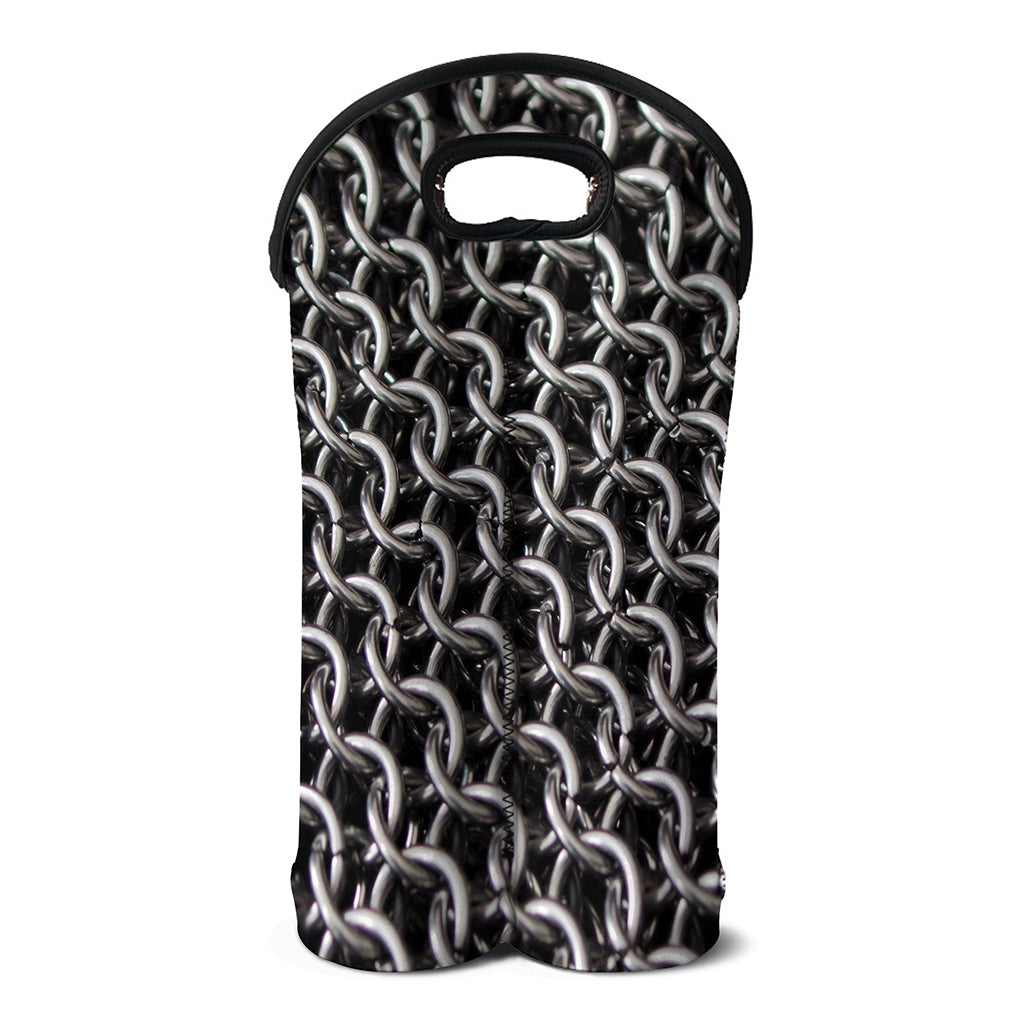 Chainmail Ring Pattern Print Double Neoprene Wine Tote