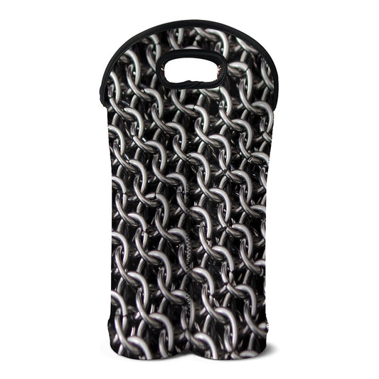 Chainmail Ring Pattern Print Double Neoprene Wine Tote