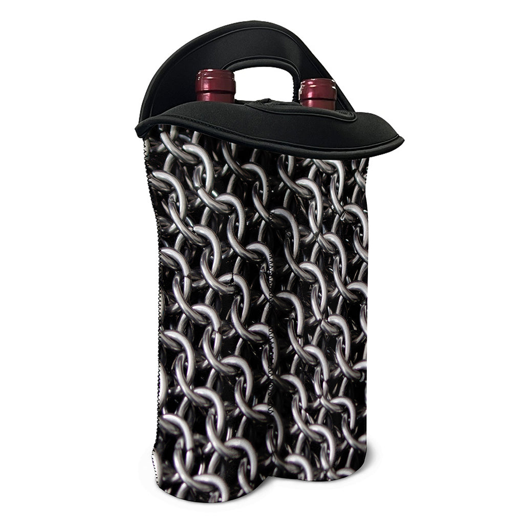 Chainmail Ring Pattern Print Double Neoprene Wine Tote