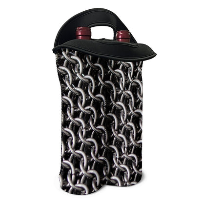 Chainmail Ring Pattern Print Double Neoprene Wine Tote