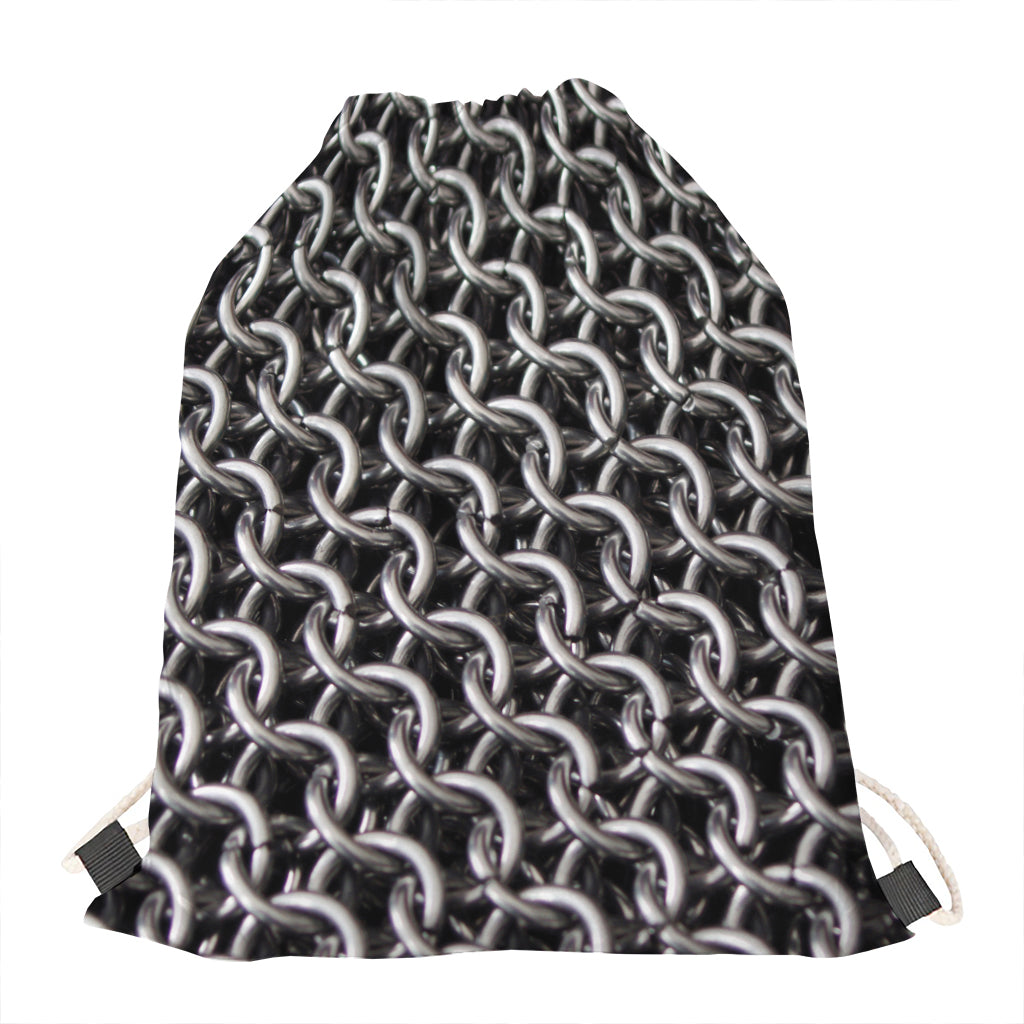 Chainmail Ring Pattern Print Drawstring Bag