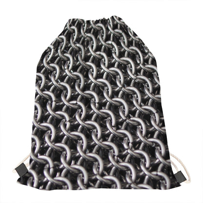 Chainmail Ring Pattern Print Drawstring Bag