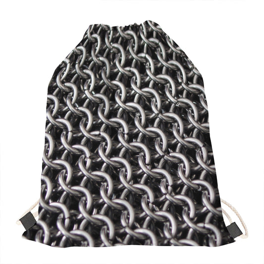 Chainmail Ring Pattern Print Drawstring Bag