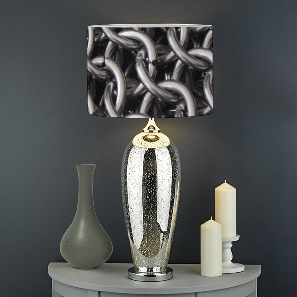 Chainmail Ring Pattern Print Drum Lamp Shade