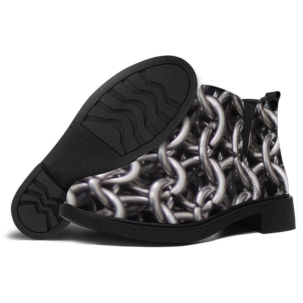 Chainmail Ring Pattern Print Flat Ankle Boots