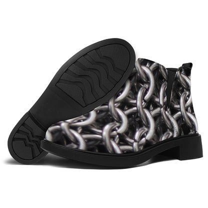 Chainmail Ring Pattern Print Flat Ankle Boots