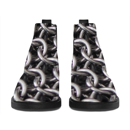 Chainmail Ring Pattern Print Flat Ankle Boots