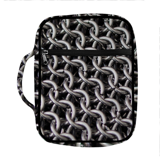 Chainmail Ring Pattern Print Front Pocket Bible Bag