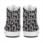Chainmail Ring Pattern Print High Top Leather Sneakers