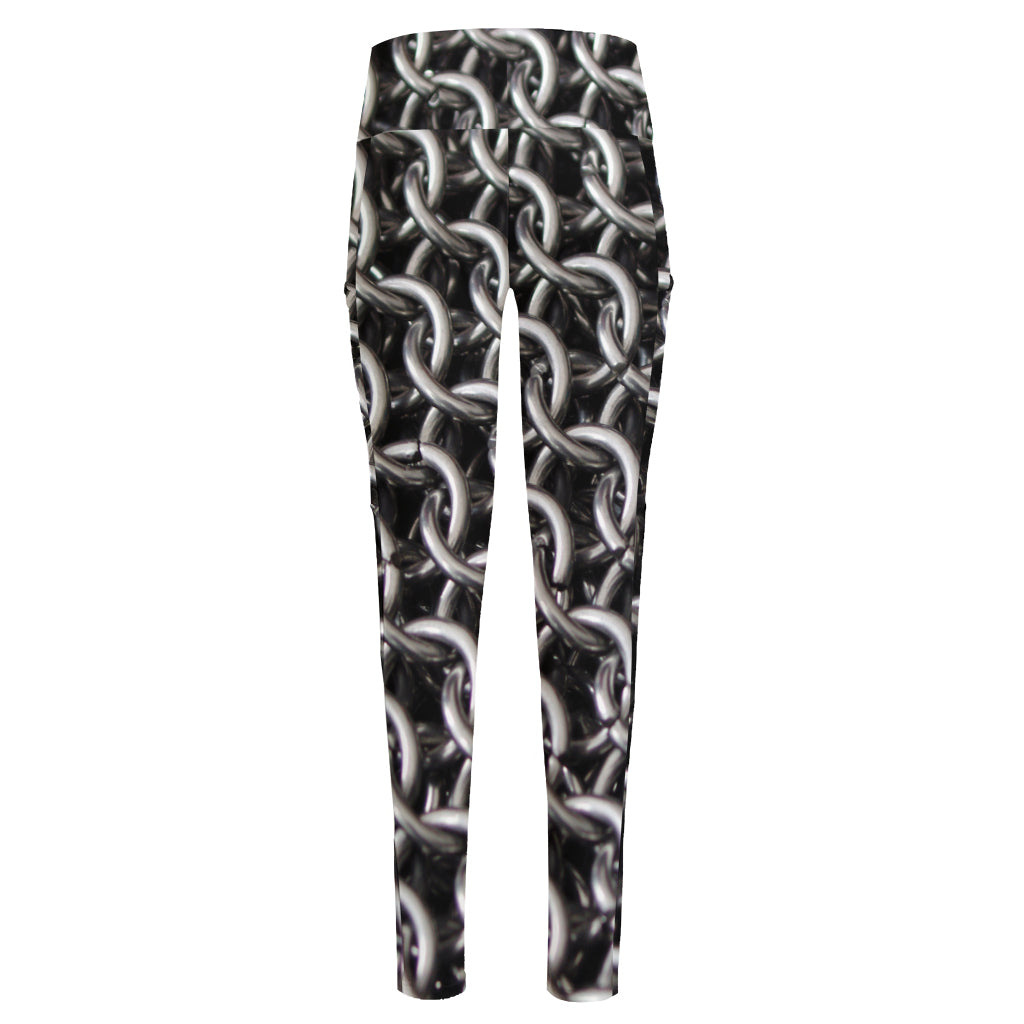 Chainmail Ring Pattern Print High-Waisted Pocket Leggings