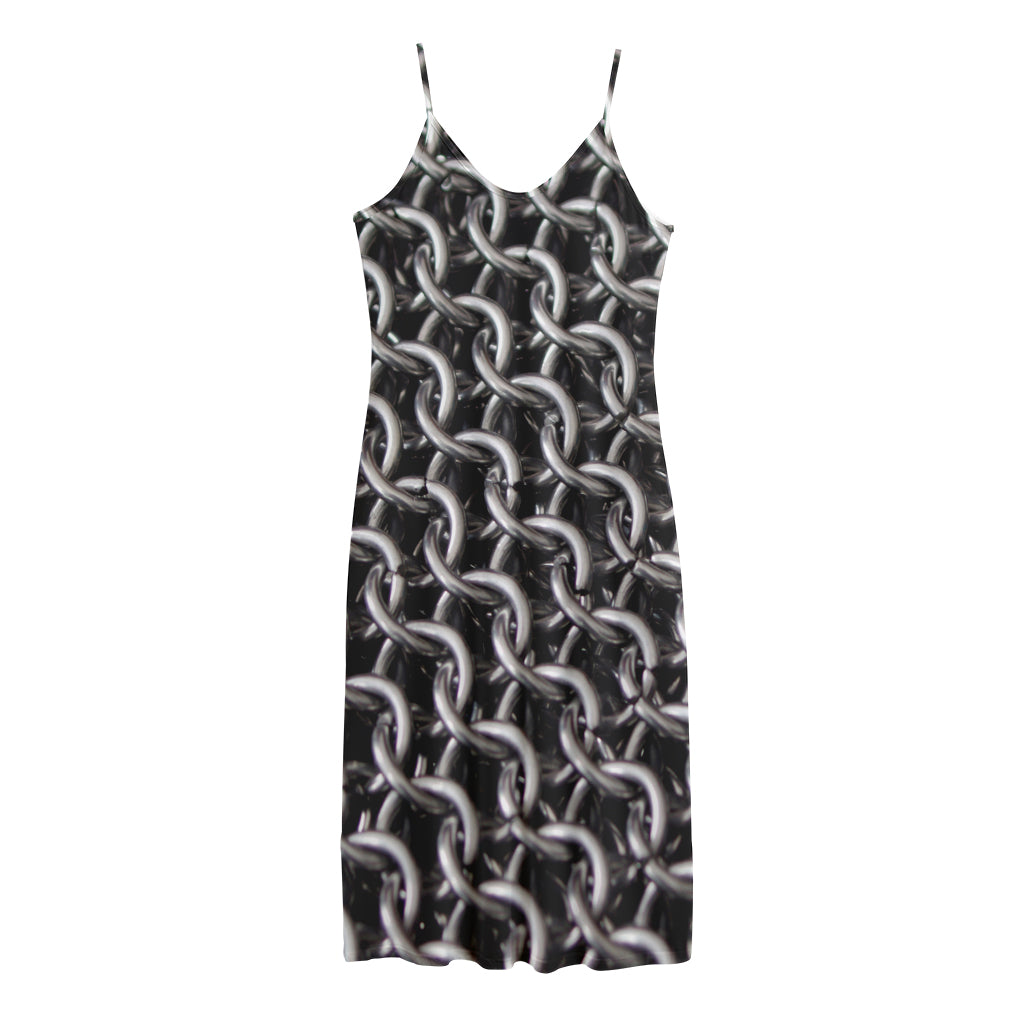 Chainmail Ring Pattern Print Jersey Midi Cami Dress