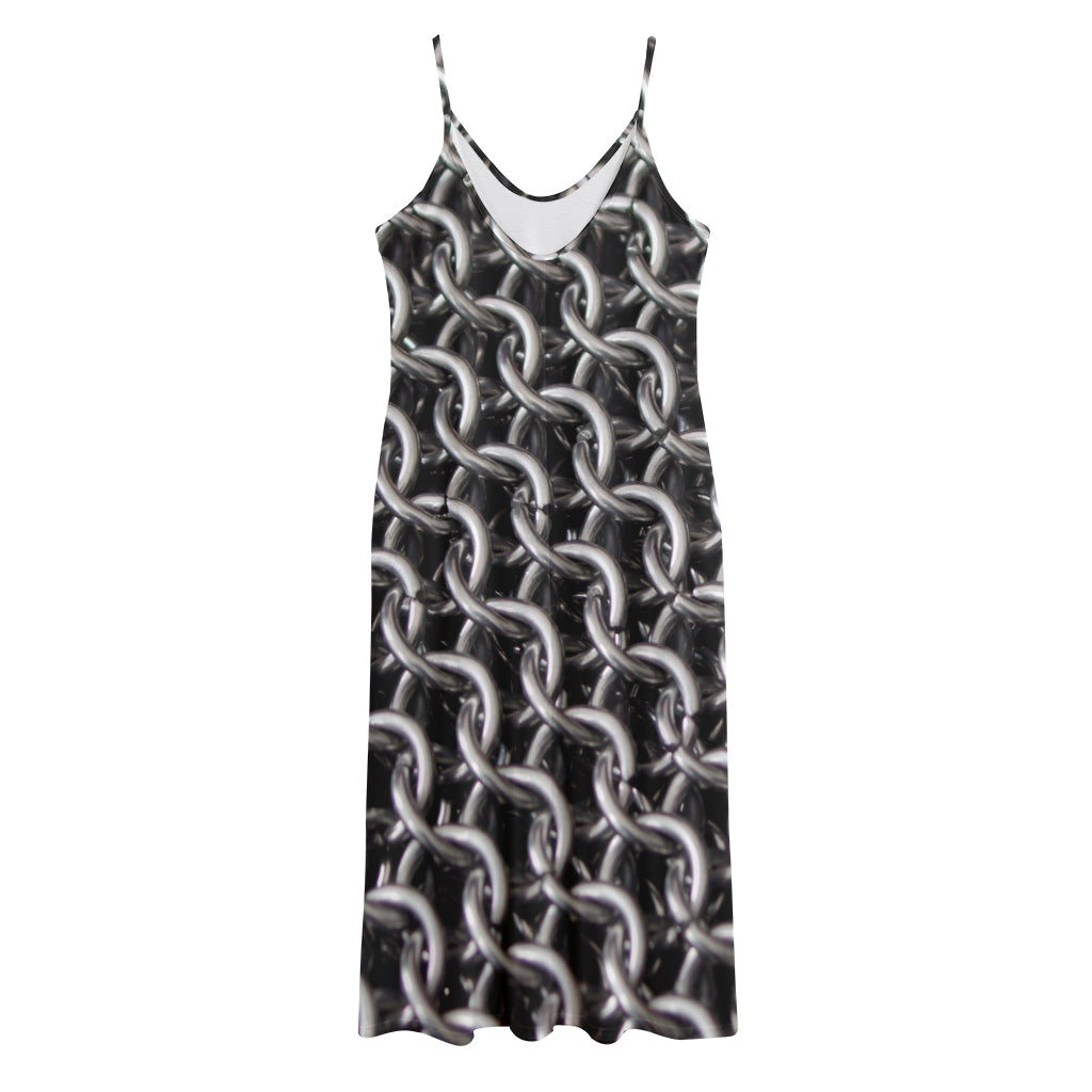 Chainmail Ring Pattern Print Jersey Midi Cami Dress