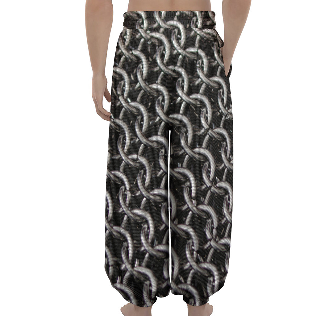Chainmail Ring Pattern Print Lantern Pants