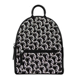 Chainmail Ring Pattern Print Leather Backpack