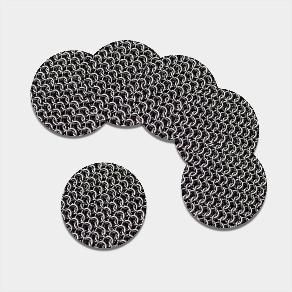 Chainmail Ring Pattern Print Leather Coaster Set
