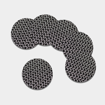 Chainmail Ring Pattern Print Leather Coaster Set