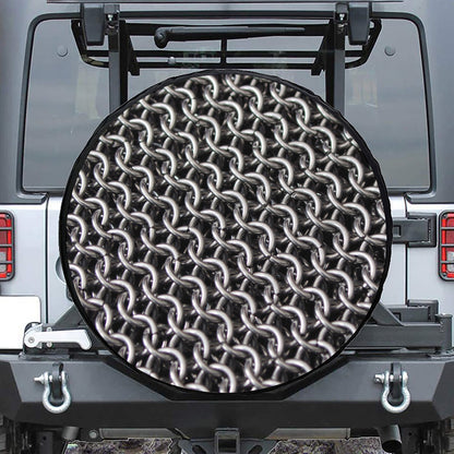 Chainmail Ring Pattern Print Leather Spare Tire Cover