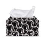 Chainmail Ring Pattern Print Leather Tissue Box Cover