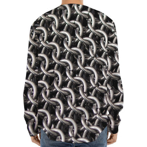 Chainmail Ring Pattern Print Long Sleeve Baseball Jersey