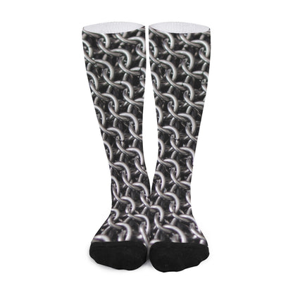Chainmail Ring Pattern Print Long Socks