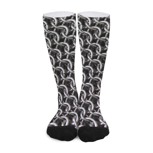 Chainmail Ring Pattern Print Long Socks