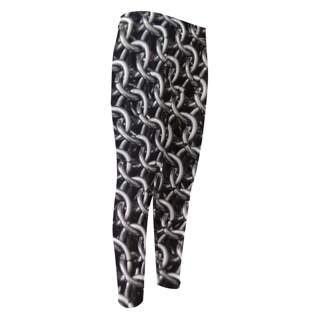 Chainmail Ring Pattern Print Men's Compression Pants