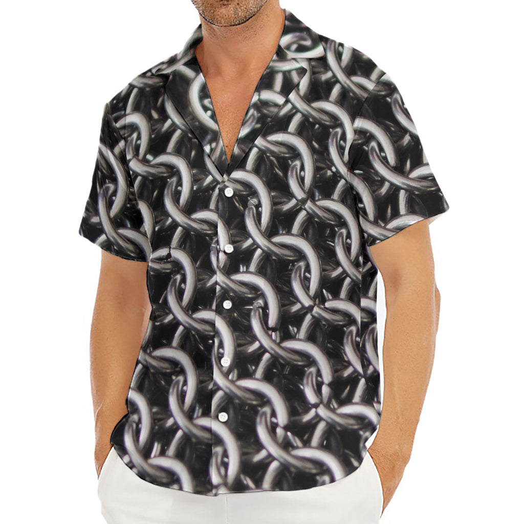 Chainmail Ring Pattern Print Men's Deep V-Neck Shirt