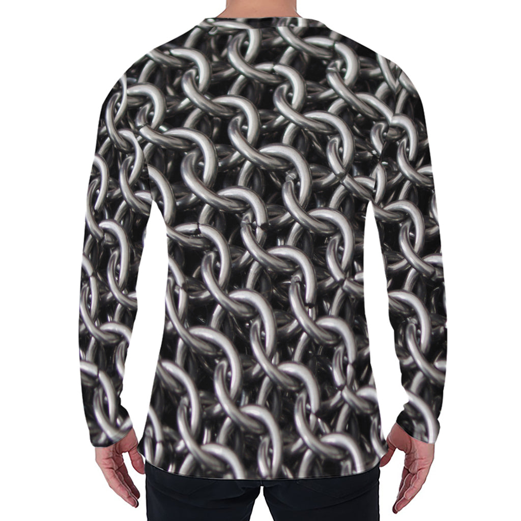 Chainmail Ring Pattern Print Men's Long Sleeve T-Shirt