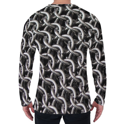 Chainmail Ring Pattern Print Men's Long Sleeve T-Shirt