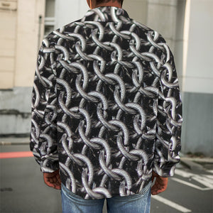 Chainmail Ring Pattern Print Men's Shirt Jacket