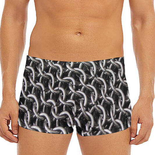 Chainmail Ring Pattern Print Men's Short Boxer Briefs