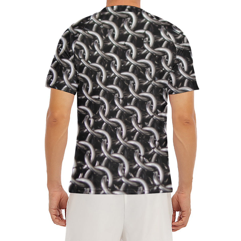 Chainmail Ring Pattern Print Men's Short Sleeve Rash Guard