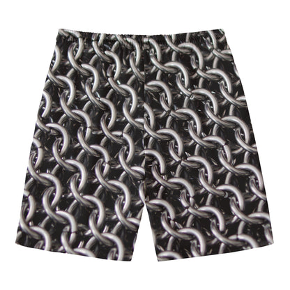 Chainmail Ring Pattern Print Men's Swim Trunks