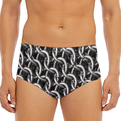 Chainmail Ring Pattern Print Men's Triangle Swim Briefs