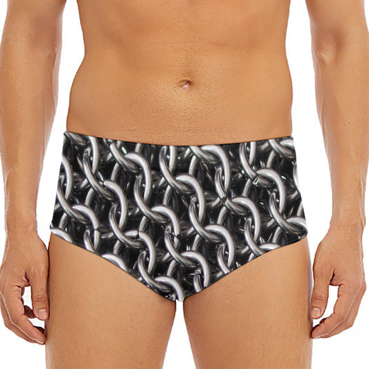 Chainmail Ring Pattern Print Men's Triangle Swim Briefs