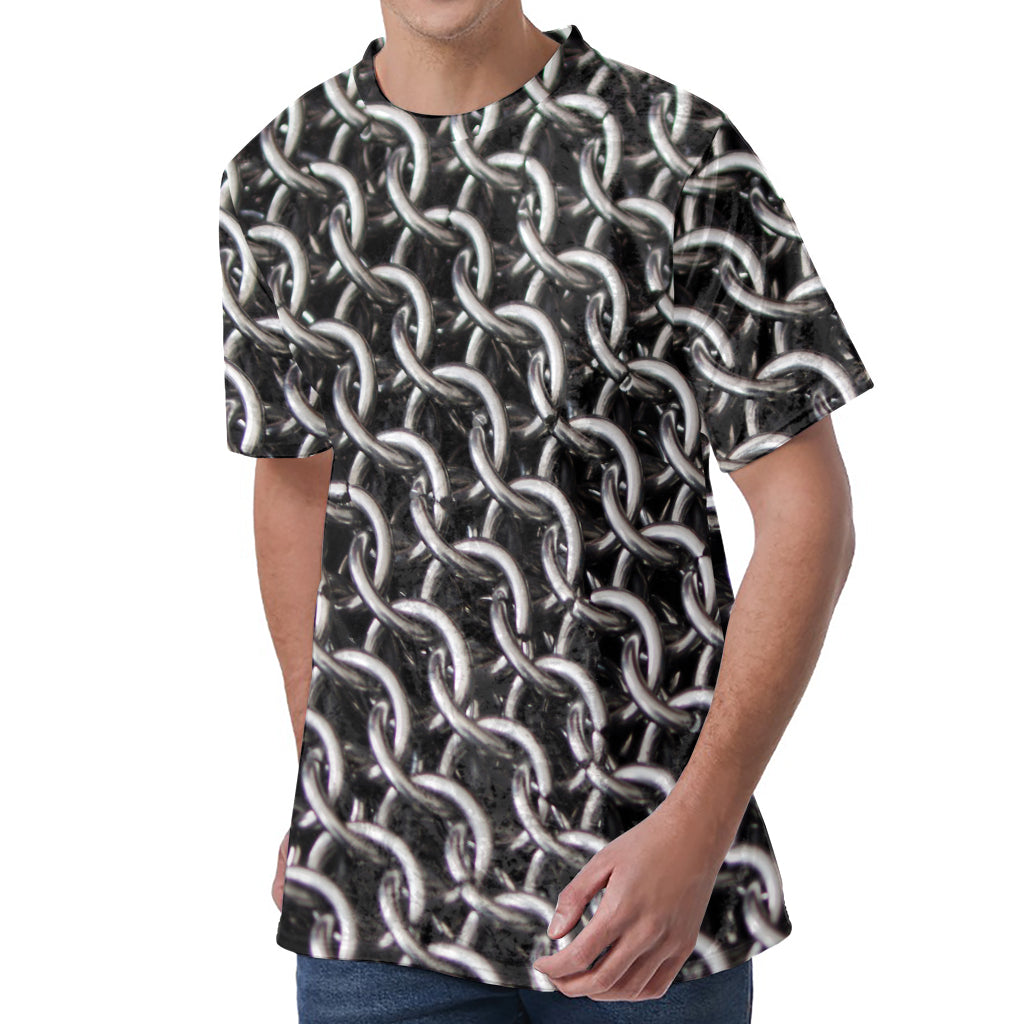 Chainmail Ring Pattern Print Men's Velvet T-Shirt