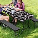 Chainmail Ring Pattern Print Picnic Table Cover