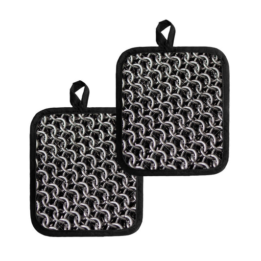 Chainmail Ring Pattern Print Pot Holders
