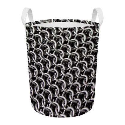 Chainmail Ring Pattern Print Round Laundry Basket