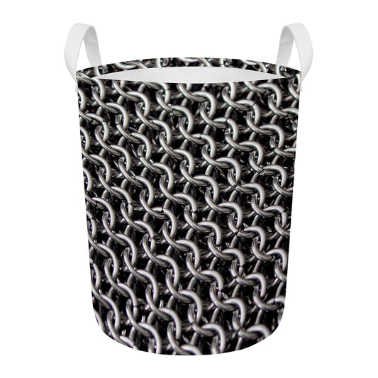 Chainmail Ring Pattern Print Round Laundry Basket