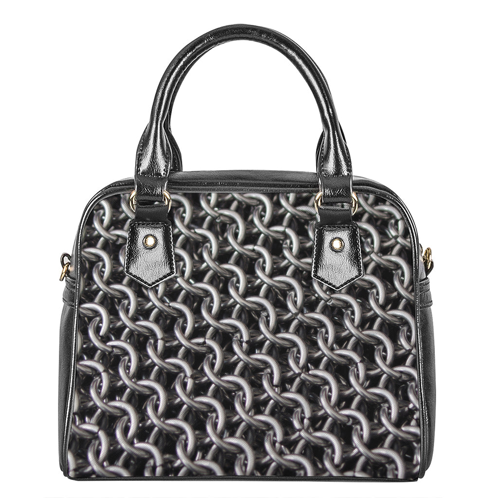 Chainmail Ring Pattern Print Shoulder Handbag