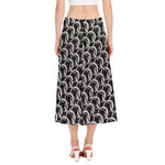 Chainmail Ring Pattern Print Side Slit Midi Skirt
