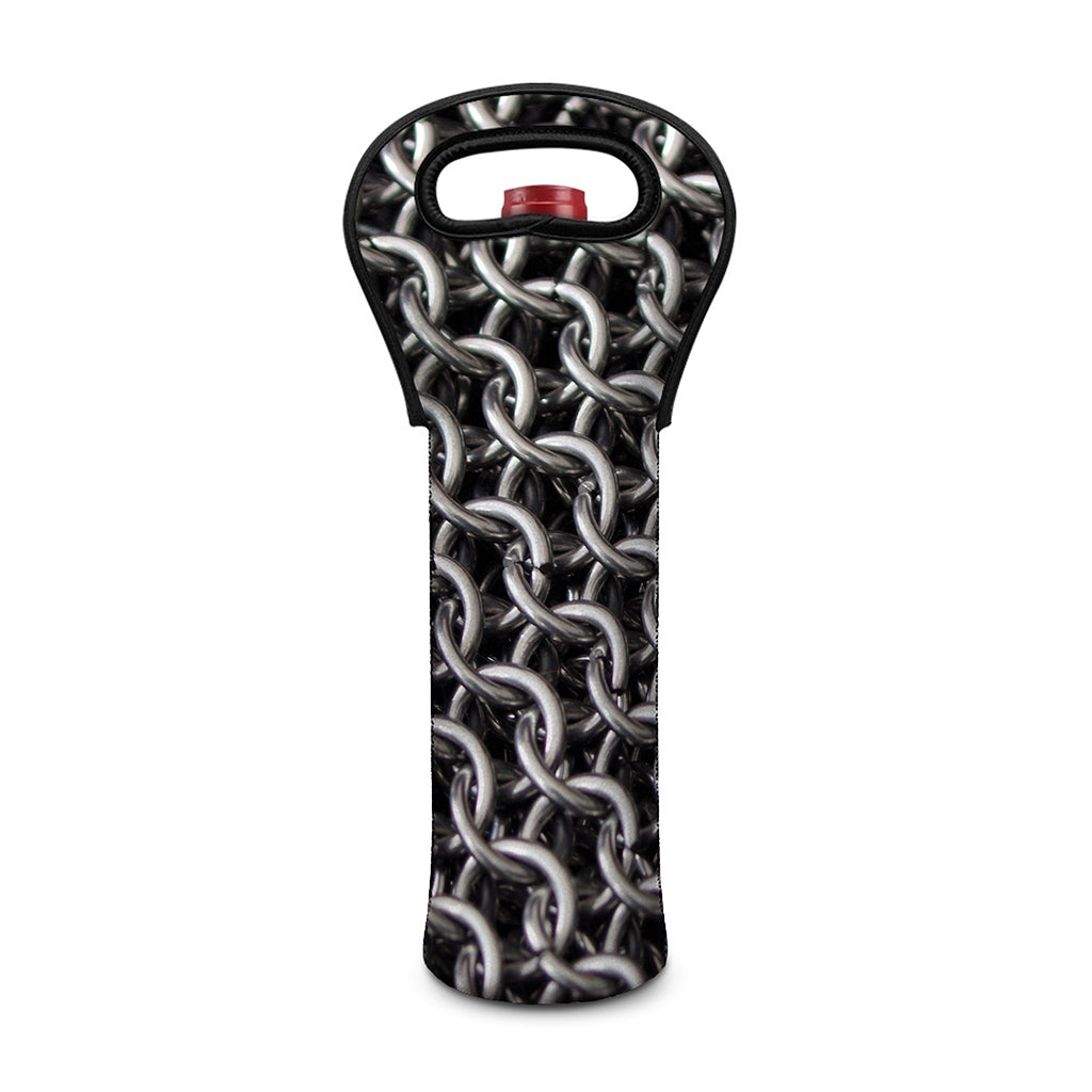 Chainmail Ring Pattern Print Single Neoprene Wine Tote
