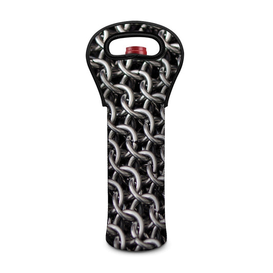 Chainmail Ring Pattern Print Single Neoprene Wine Tote